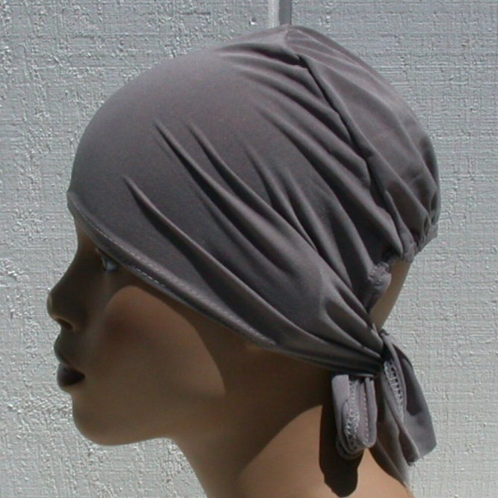 Grey Rayon Tie Back Bonnet